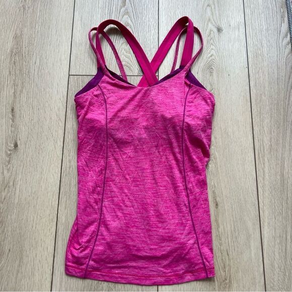 Lululemon Run For Gold Tank Hot Pink Magenta Running Tank Top Sports Bra Size 8 - Picture 8 of 13